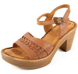 Tan wooden block heel sandal