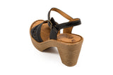 black wooden heel sandal