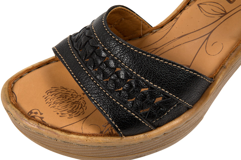 black wooden heel sandal