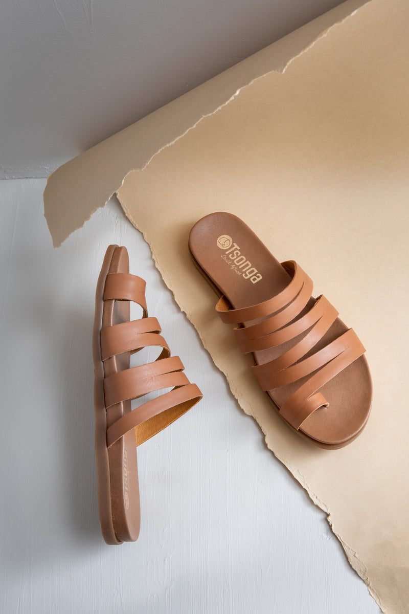 brown leather sandals