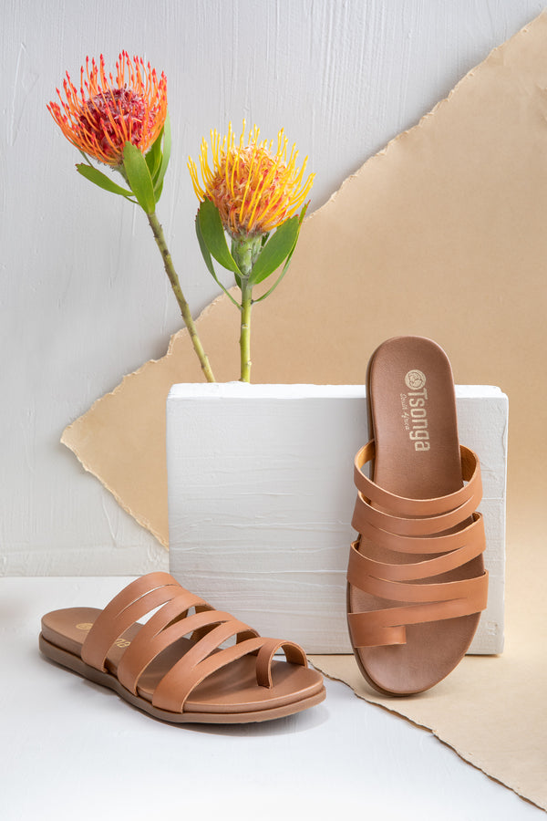 brown leather sandals